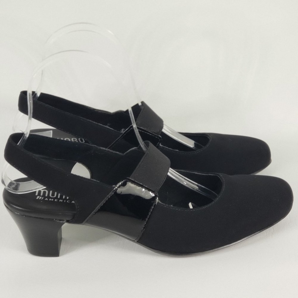 Munro Ella Black Fabric Slingback Heeled Pump 9N